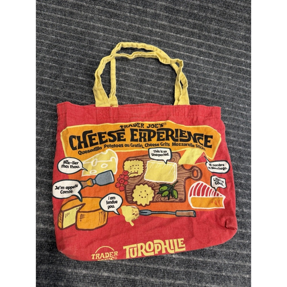 Trader Joe's Cheese Experience Adventures Turophile Canvas Shopping Tote Bag Red